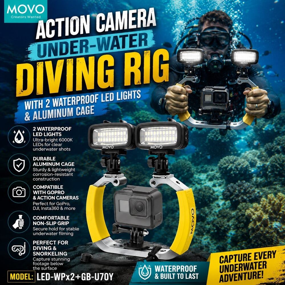 Underwater Scuba Diving Rig Bundle with 2 LED Lights for GoPro by MOVO